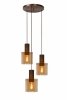 Lampa wisząca miedziana szklane bursztynowe klosze TOLEDO 74405/13/62 Lucide